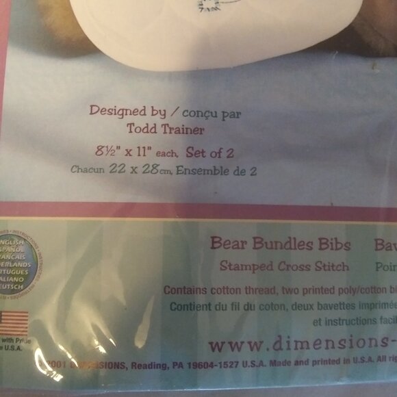 Dimensions Baby Hugs cross stitch kit bear bundles bibs Kit Made in the USA - Picture 7 of 13